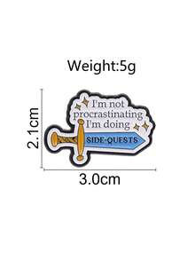 1pc "I'm Doing SIDE-QUESTS" Enamel Brooch, Creative Sword Game Text Badge, Fashion Accessory, Unisex Design, Gift For Friends - Multicolor - View 3