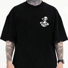 Printed T-Shirt For Men And Women - 黑色 - 查看 1