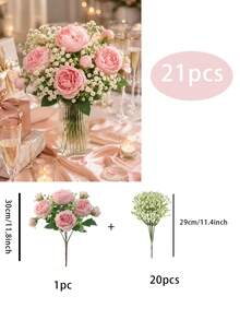 Bộ 30/21/10 bông hoa mẫu đơn nhân tạo kết hợp với hoa baby's breath, tự làm bó hoa cưới, trang trí phông nền tiệc cưới, trang trí bàn tiệc, cắm hoa, trang trí nhà cửa, trang trí sân vườn, hoa nhân tạo, hoa sân vườn sống động như thật. - hoa giả - Xem 14