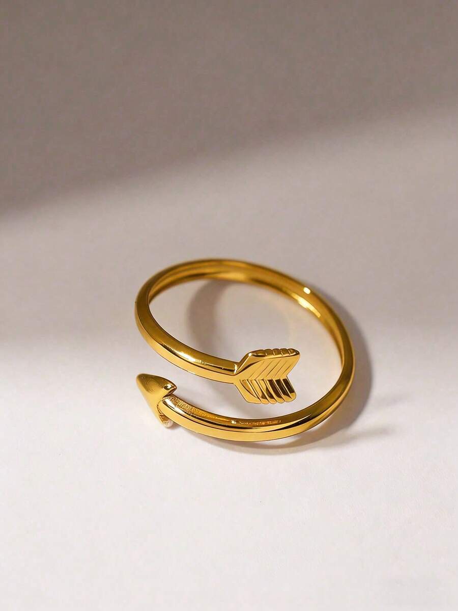 Uself 3pcs/1pc Stainless Steel Arrow Design Rings, Gold & Silver Polished Open Rings, Minimalist Stackable Rings, Daily Wear & Party Gift For Women, Western Jewelry, Women Brand