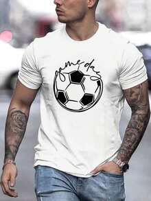 Men's Soft, 100% Cotton T-Shirt, New Summer Style, Casual, Short-Sleeved, Printed, Slightly Stretchy, With A Ribbed Crew Neck, Comfortable And Breathable. This Breathable Cotton T-Shirt Goes With Everything, Great For Any Occasion. - 白色 - 查看 6
