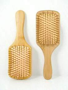 1 Pc Large Air Cushion Bamboo Comb, Bamboo Paddle Hair Brush With Handle, Natural Bamboo Comb Paddle Detangling Hairbrush, Suit For Women Men And Kids, Portable Detangling Haircomb For Massaging Scalp - 杏子 2 - 查看 7