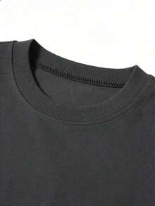 Camiseta de mujerCamiseta con estampado de camisa casual para mujer, manga corta y cuello redondo, moda urbana local de primavera/verano.Cómoda y ligera - Gris Oscuro - Ver 4