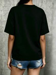 Purdue Script Logo Collegiate Athletic Style Fan Unisex T-Shirt - 黑色 - 查看 3