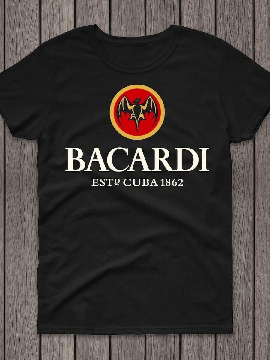Bacardi black tshirt, unisex adult shirt, Bacardi rum logo adult shirt, beer and alcohol logo clothingblusas para mujer playeras de mujer vestidos casuales para mujer y2k playeras deportivas para mujer verano camisetas ropa de mujer Fashion Perfect For Daily - Negro - Ver 1