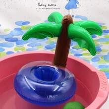 Soporte flotante para vasos con forma de árbol de coco, alfombrilla inflable de dibujos animados para vasos adecuada para reuniones de ocio, bandeja inflable divertida para bebidas, flotador para bebidas de fiesta en la piscina, alfombrilla flotante para bebidas de piscina, ideal para fiestas con tema hawaiano - Multicolor - Ver 13