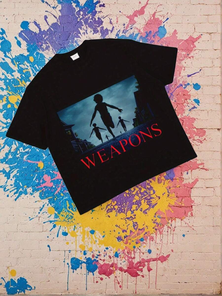 blusa casual mujer Camiseta extra grande para hombre 100% algodón ligera transpirable con estampado de película de armas, camiseta para fans, lavable a máquina, uso cómodo para las cuatro estaciones, entrega desde almacén local, regalo para el Día de San Valentín, ropa, camisas para hombre, pijamas familiares, regalo divertido, oferta de , adecuado para el Día de San Valentín, Pascua, Día de la Madre, etc.Ropa infantil - Negro - Ver 1