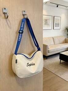 Bolso bandolera de mujer con bordado personalizado con nombre/iniciales - Bolso de gran capacidad adecuado para viajes, ir al trabajo, con correa ajustable y cierre con cremallera, para graduación, uso diario - Multicolor - Ver 8