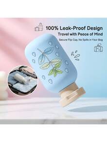 Refillable Travel Squeeze Bottle Made Of PE Plastic, With Soft Flocked Surface And Hand-Painted Mint Pattern, Leak-Proof Flip Cap, Compact Portable Container Suitable For Shampoo, Lotion, Body Wash And Daily Toiletries - Berbagai spesifikasi - View 8