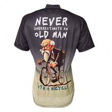 Spring New Men's Cycling Jersey, Printed With A Funny Cartoon Pattern Of An Old Man Riding A Bicycle, Short Sleeve Cycling Top Summer - Grey - View 18