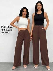 Pantalones casuales simples de unicolor para mujer para usar todos los días - Marrón - Ver 9