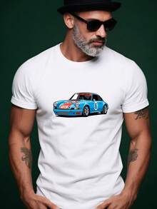 Men's Sommer Racing Graphic T-Shirt | Suitable For Racing Events And Summer - Casual Long-Sleeved T-Shirt With Round Neck And Racing Print, Solid Color Base For Men (Hand Wash And Air Dry) Loose And Comfortable. - White - View 6