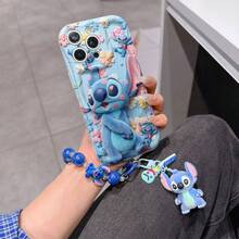 Disney Has Authorized, Phone Case - Chain Set, The Stitch Lilo & Stitch 3D Phone Case Plus A Silicone 3D Stitch Bracelet With Metallic Ring Removable Bracelet, Stitch And Angel Pattern, Compatible With Iphone17/16/15/14/13/12/11/XS/XR/X Plus Pro Max, A Stylish Cartoon Phone Case, The Perfect Gift Choice, Phone Protection, Durable Phone Cover, Great Gift For Friends And Family. - 白色 - 查看 6