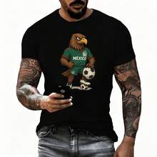 de Comercio Exterior 2026: Camiseta de Manga Corta de Algodón Puro con Estampado de la Mascota de la Copa Mundial para Hombres y Mujeres, Camisa Deportiva Casual Holgada - Blanco - Ver 3