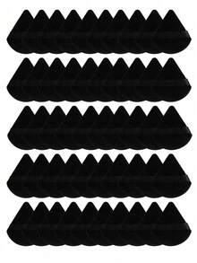 50-Piece Triangular Velvet Powder Puff, Facial Loose Powder Puff, Reusable Powder Puff, Face And Eye Makeup Puff, Soft Foundation Puff, Foundation Dry Powder Makeup Tool,Room Decor, Dressing Table, Travel, Bedroom, Makeup Accessories, Powder Puff - Black - View 1