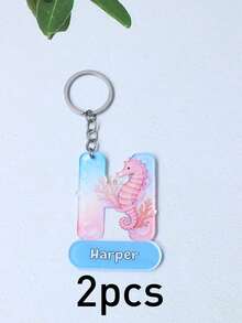 Llavero personalizado con inicial de animal, llavero con letra personalizada, llavero de letra de dibujos animados lindo con etiqueta de nombre, accesorio de encanto de bolso personalizado - Estilo B - Ver 10