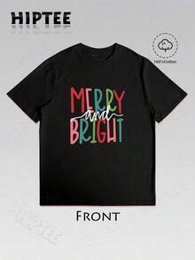 1 Women's Christmas T-Shirt - Graphic Tee With A Cheerful And Bright Christmas Tree Design, Santa Claus Print, Christmas Eve Graphic Tee, Unisex Festive Tee For Women And Men, Everyday Wear At Festivals, 180g 100% Cotton, Designs Are Fully Printed. Unisex. - 黑-a - 查看 12