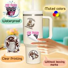 4PCS Funny Raccoon Sticker – Raccoon Gift, Stay Trashy, Sarcastic Humor Sticker For Laptop, Water Bottle, Phone, Journaling, Hard Hat, Car Bumper - A - View 5