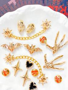 16 phụ kiện trang trí giày Halloween bằng nhựa, hình đầu lâu, dơi, móng vuốt, gấu, đàn guitar, có thể tháo rời, tự làm đồ trang trí giày đa chức năng, phù hợp với giày nữ, dép lê, sandal, túi xách, quà tặng sinh nhật, tiệc tùng và sử dụng hàng ngày. - Vàng 16 cái - Xem 2