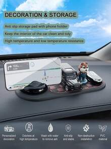Thảm xe hơi chống trượt xoay 360° tích hợp giá đỡ điện thoại và số đỗ xe - Một phụ kiện bảng điều khiển chống trượt có thể đựng chìa khóa, điện thoại và thiết bị định vị, được thiết kế với chất liệu bền chắc màu đen dành cho nội thất xe hơi, tích hợp giá đỡ điện thoại và chức năng hỗ trợ định vị, với thiết kế độc đáo. - A - Xem 7