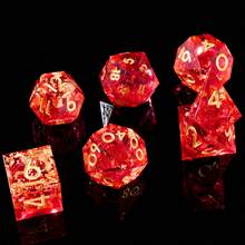 7 piezas Juego de dados de resina líquida D&D, dados poliédricos de bordes afilados, dados de resina hechos a mano para juegos de rol, juegos de mesa, rojo - Multicolor - Ver 3