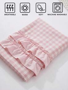 1pc Pink Plaid Pattern Long Pillowcase, Made Of Soft And Comfortable Polyester Fabric. Suitable For Bedroom And Living Room, Essential Home Decor For All Seasons, Simple Decoration, Must-Have Home Accessory, Suitable For Spring And Summer Use - Pink - View 5