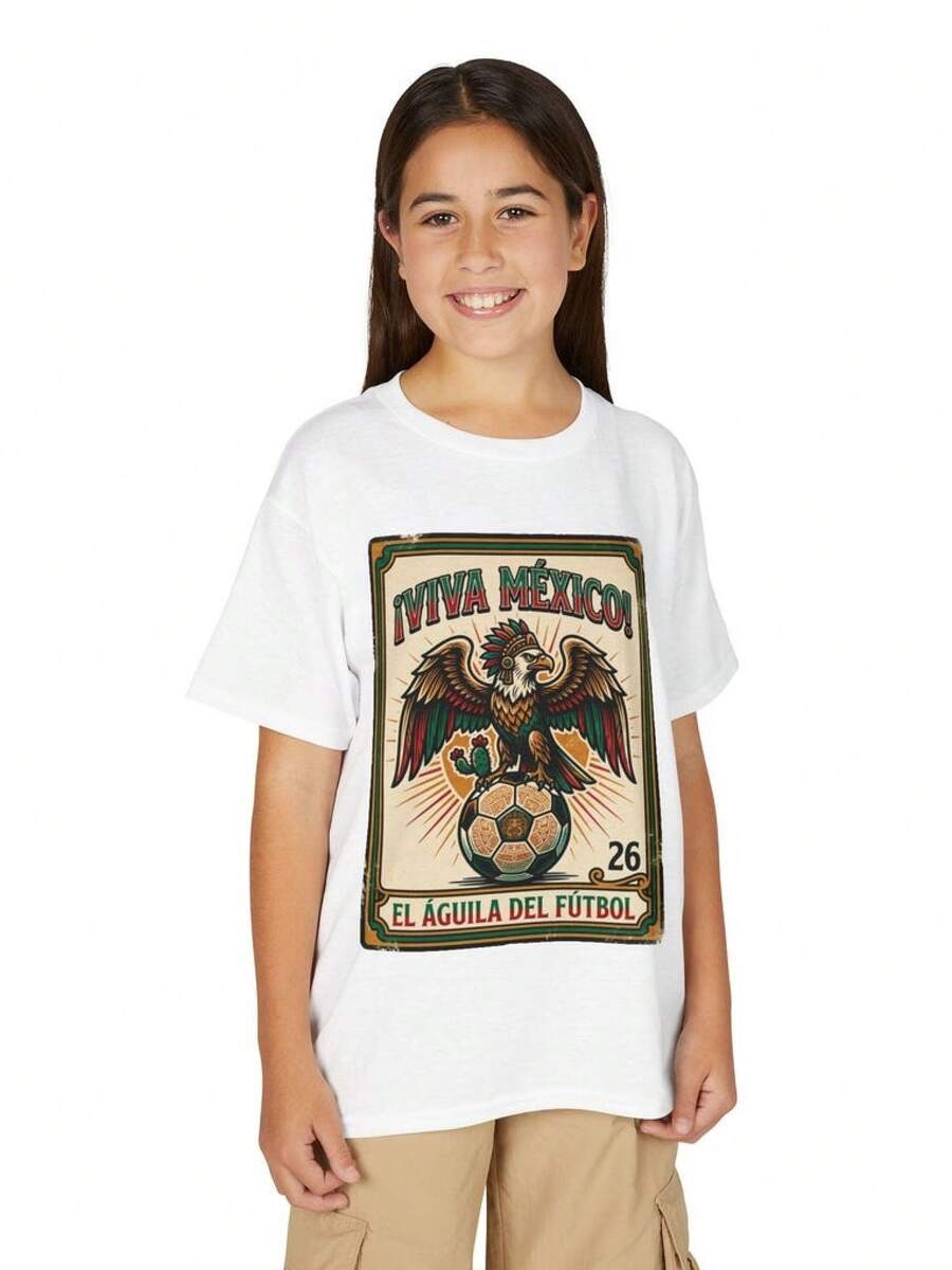 Camiseta juvenil de fútbol Viva México | El Aguila del Futbol Tee - Negro - Ver 1
