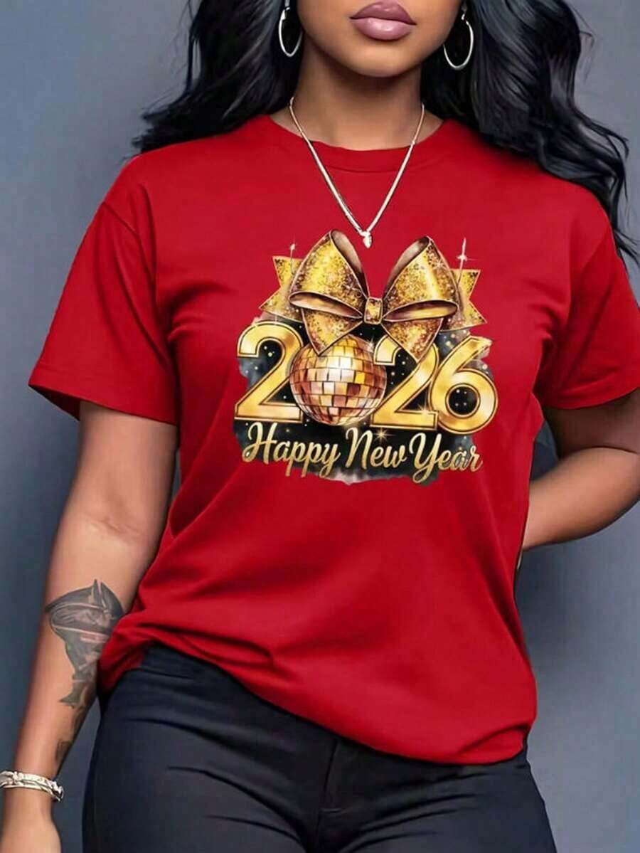 Y2K Style, Fashion Style, Newest 2026, Cute Style, Casual Style, Women's Blouses > Clothing. Women's Casual T-Shirt With Whale Shark Diving Print, Round Neck, Short Sleeve, Suitable For All Seasons 180g (S-XXXL) - 紅色的 - 查看 1