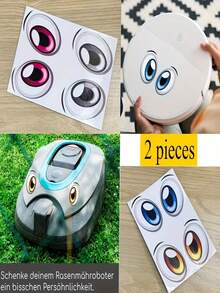Robot Eye Stickers: Self-Adhesive And Removable, Made Of High-Quality PVC Material. Suitable For Robots, DIY Projects And Home Decor. Featuring Cute Robot Face Design, Suitable For Plastic Surfaces. - Multicolor - View 3
