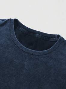 INFLATION Distressed Print Washed Cotton Sleeveless Tank Top, Brand Vest For Men In Summer - Navy Blue - View 4