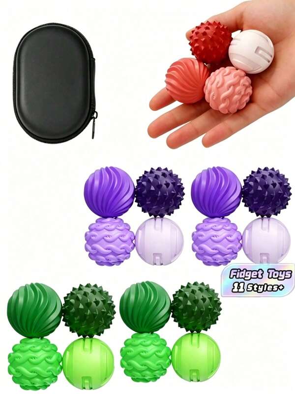 4/8pcs Multi-Color Black, Green, Pink, Purple Magnetic Silicone Stress Relief Balls, Suitable For Office, Classroom, Company Use All Year Round