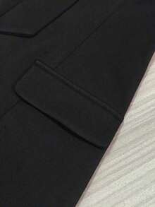 Vestido de mujer de unicolor, cuello redondo, ajustado, con lazo delantero y sin mangas - Negro - Ver 7