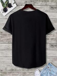 1pscManfinity Homme Camisetas de algodón para hombre con corte ajustado, cuello redondo, mangas cortas, gráficos lindos para uso casual de verano hechas de poliéster100%cotton100% Cotton100% Cotton100% Cotton - Negro - Ver 2