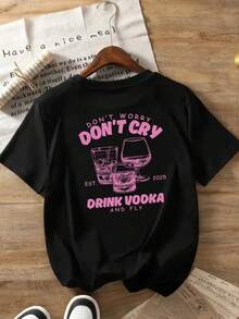 Funny Women's T-Shirt With The Slogan "Don't Call, Let's Drink!" - Casual Round Neck Short Sleeve T-Shirt With Drinks And Party Design, Blouse For Spring, Summer And Autumn For Casual And Social Outfits, Machine Washable (Don't Worry About The English/Chinese Text) - 白色 - 查看 2