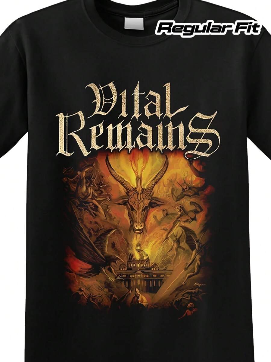 RESTOS VITALES - Camiseta "El Amanecer del Apocalipsis", una opción versátil e informal para hombre. Esta camiseta lavable a máquina ofrece un corte regular y una comodidad óptima. - Negro - Ver 1