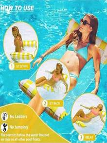 1pc Dual-Tube Inflatable Pool Float Lounger, Summer Water Fun Accessory - A - View 3