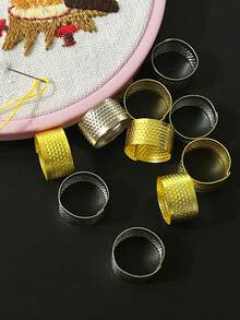 10pcs/Set Metal Finger Thimbles, Anti-Slip Dotted Design, Adjustable Diameter, Comfortable Fit For Daily Use, Suitable For Sewing, Embroidery, Crafting - Thimble - View 7