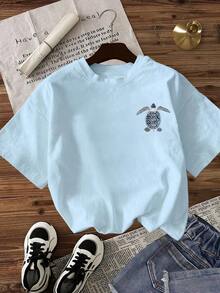 blusas elegantes dama, blusas para mujer,playeras de mujer Camiseta de mujer de cuello redondo y manga corta, de moda para el veranoPure Cotton Short-Sleeve Shirt - Blanco - Ver 8