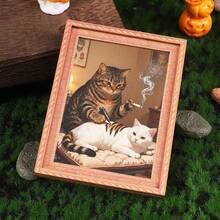 A Mini-Sized Refrigerator Magnet In The Shape Of A Picture Frame, Featuring A Tabby Cat Giving Another White Cat A Tattoo.It's A Fun Decorative Prop For Home And Office Refrigerator Decoration And A Wonderful Holiday Gift - Photo Frame Refrigerator Magnet - View 6