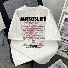 Camiseta de manga corta 100% anti-pilling, estilo urbano americano, nuevo modelo de verano 2026, estampado de araña, marca de moda, conjunto de pareja de manga corta. - Albaricoque [Calidad Premium] - Ver 2
