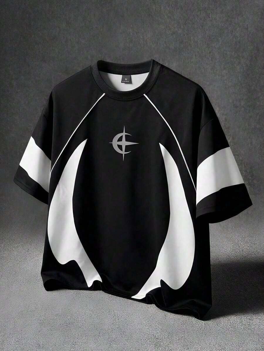 Camiseta de manga corta con estampado floral en relieve, estilo urbano, para hombres y mujeres, adecuada para actividades al aire libre, festivales de música, uso diario y reuniones con amigos. - Multicolor - Ver 1