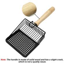 1PC Black Round Hole/Grid Wooden Handle Garden Soil Sifter, Succulent Flower Soil Sifting Tool With Filter Net, Gravel Separation Filter Shovel, Multi-Function Portable Handheld Soil Filtration Sieve For Home Balcony Plants Repotting And Aeration - Wooden Handle Soil Sieve - View 7