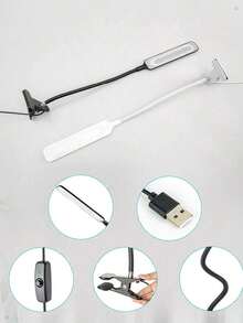 1 buah Lampu Meja LED Jepit Bertenaga USB dengan Leher Angsa yang Dapat Diatur, Desain Jepit yang Praktis Cocok untuk Membaca, Penggunaan Kantor, dan Perlindungan Mata. Dengan Saklar On/Off, Kontrol Tombol, dan Desain Berkabel - Ideal untuk Kantor Rumah, Samping Tempat Tidur, Komputer, Panggilan Video, dan Kerajinan Tangan (Hitam/Putih) - Lampu meja jepit - View 9