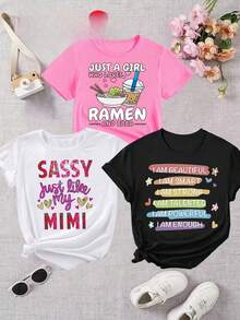 New Fashion T-Shirt For Women, 1 Piece Set, Inspirational Ramen And Milk Tea Print, Round Neck, Plus Size T-Shirt, Pure Cotton Summer Loose Fit And Slimming, Local Delivery, Machine Washable, Elegant Casual Top. - 白色 - 查看 1