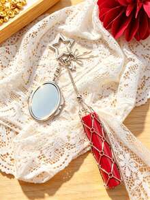 Metal Lipstick Holder Keychain, With Replaceable Stainless Steel Mesh Bag, Bag Charm, Heart And Star Shaped Lipstick Case Keyring, Travel, Portable, Aesthetic - Multicolor - View 12