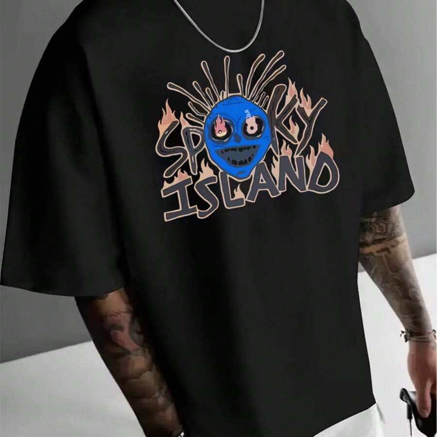 Printed T-Shirt For Men And Women - Black - View 1