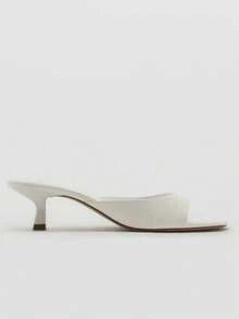 2026 Spring/Summer Korean Style Elegant Square Toe Strap Sandals High Heels Mule Shoes For Women,Kitten Heels - White - View 3