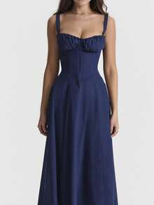 French-Style Long Strapless Dress With Soft Flowers - Multicolor - View 1