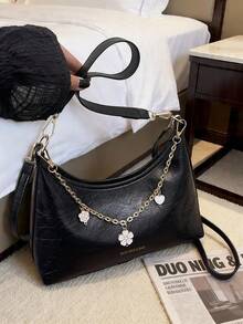 Korean Style Versatile Sling Bag, New Arrival Sweet Elegant Chain Shoulder/Underarm Bag - Black - View 5