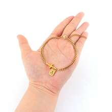 1pc Minimalist Cross Rectangle Letter Stainless Steel Chain Bracelet For Men - Yellow Gold - View 3